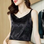 内搭 内搭衣西装 国风暗纹提花彷真丝吊带背心女新中式 V领醋酸无袖