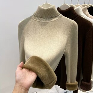 东北零下40度加绒加厚高领打底衫女冬季一体绒特厚毛衣内搭保暖衣