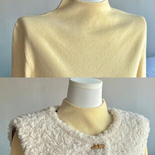 奶黄色半高领针织打底衫女秋冬季叠穿内搭显瘦时髦配马甲的上衣