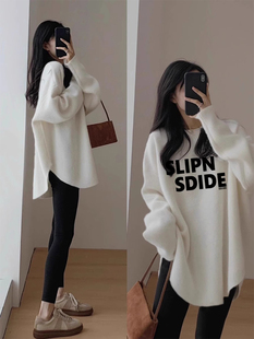 中长款遮屁股纯棉长袖T恤女卫衣叠穿内搭打底衫搭配鲨鱼裤的上衣