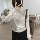 欧货白色圆领打底衫 0202r t恤显瘦小衫 女2026春新款 内搭正肩长袖