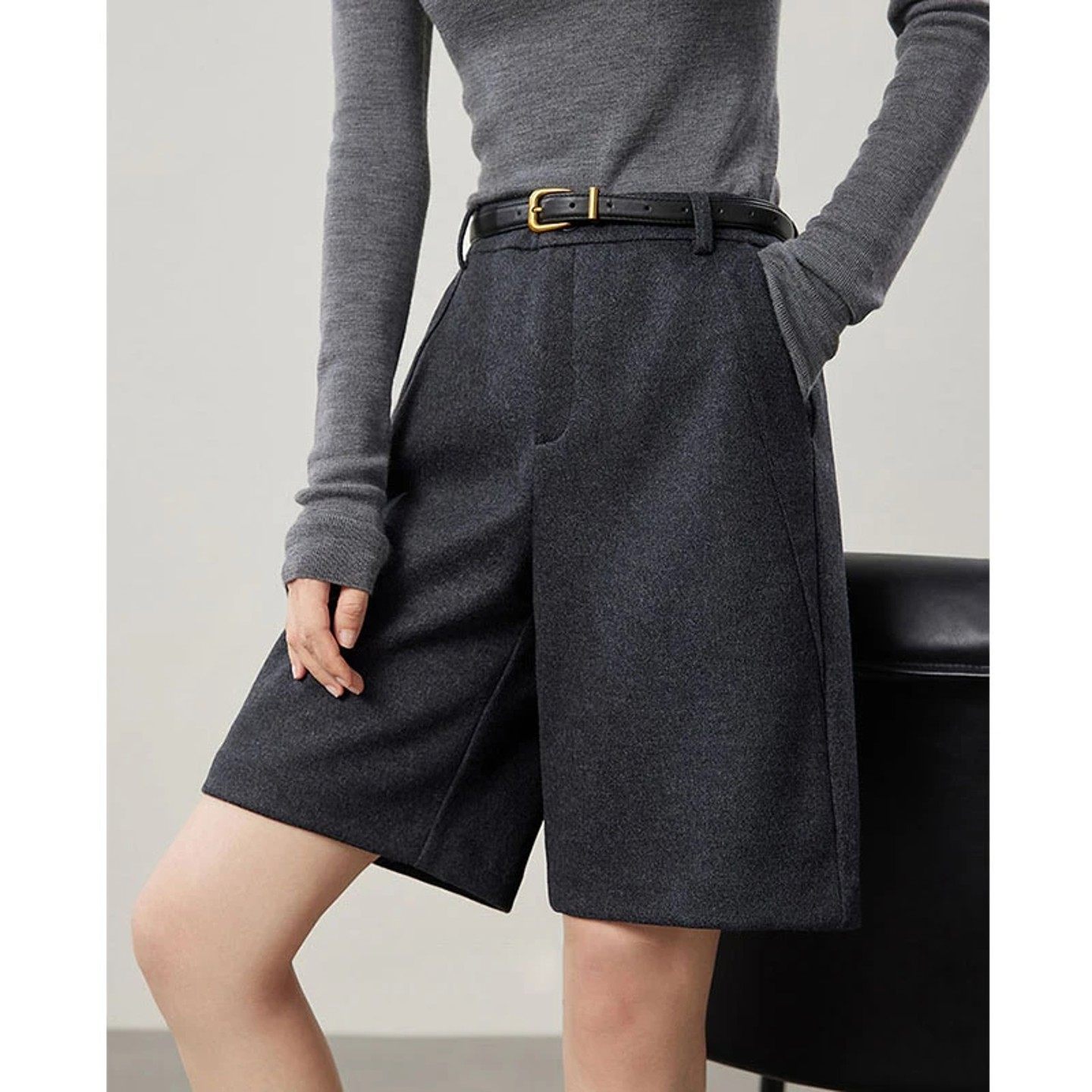 深灰色毛呢短裤女秋冬新款阔腿裤高腰显瘦中裤通勤休闲五分西装裤,运动/瑜伽/健身/球迷用品,瑜伽t恤,淘宝优惠券,粉丝福利购,淘宝优惠卷