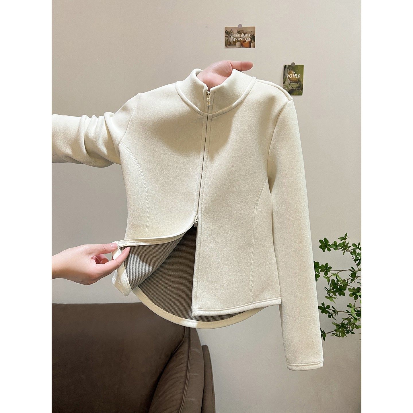 立领德绒保暖衣女秋冬加绒加厚双拉链卫衣冲锋衣内胆羽绒服内搭,运动/瑜伽/健身/球迷用品,瑜伽t恤,淘宝优惠券,粉丝福利购,淘宝优惠卷