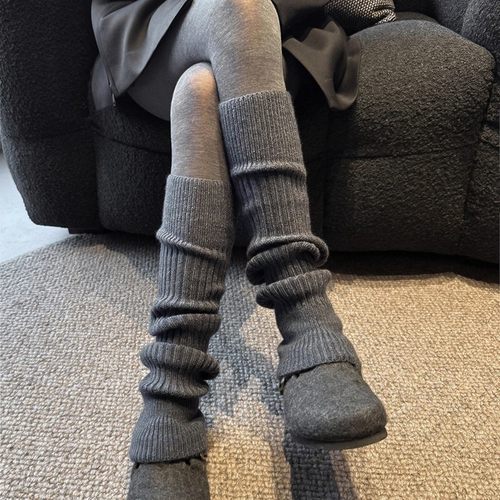 灰色袜套女堆堆袜子秋冬季中筒袜y2k腿套配雪地靴连裤袜的小腿袜