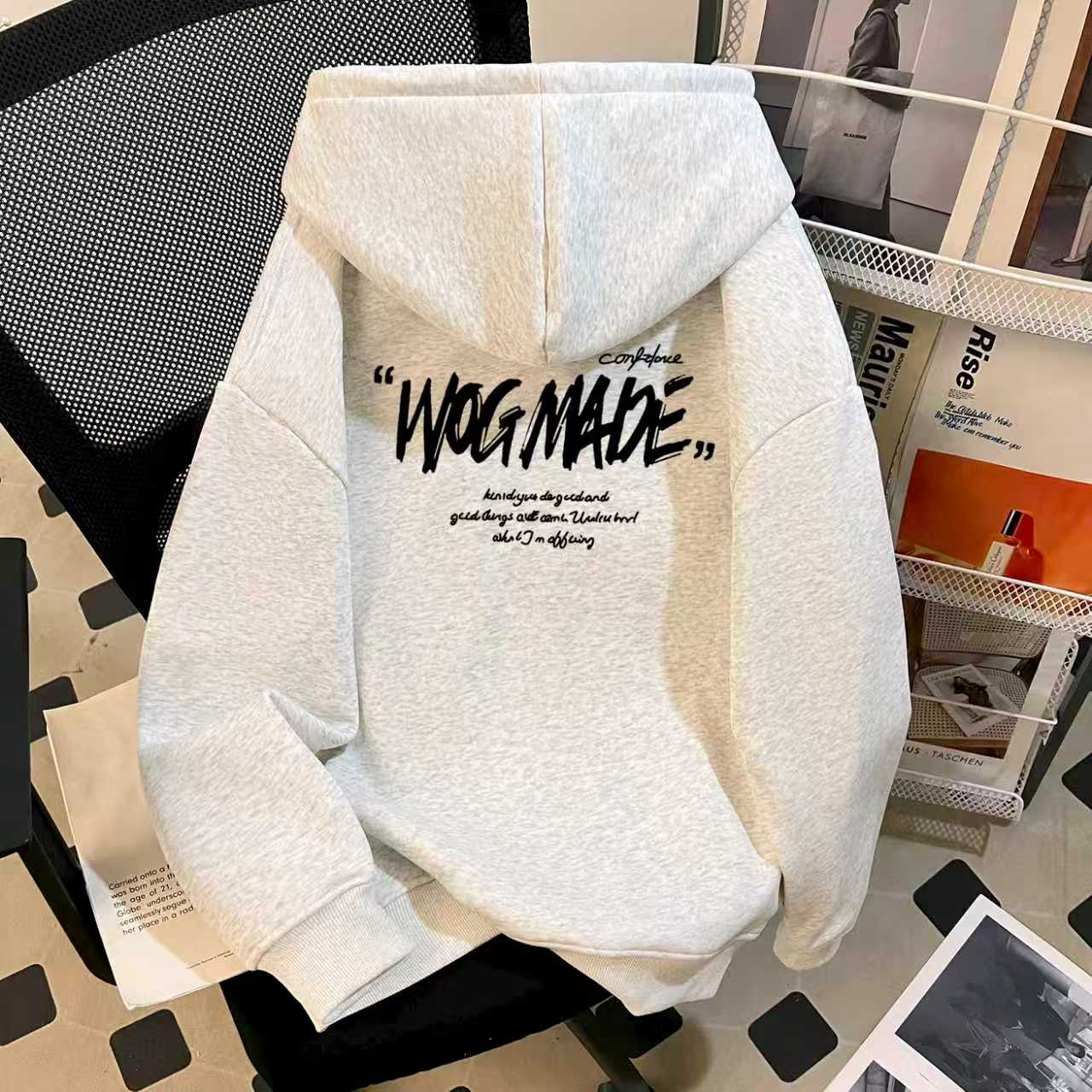 重磅纯棉字母加绒秋冬季卫衣男2025新款美式高街男装帽衫潮牌外套