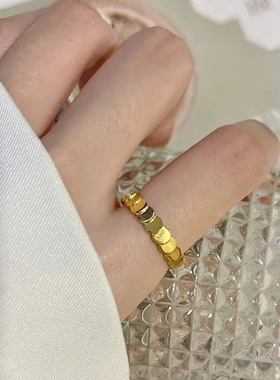 ins戒指女小众鳞片黄金色