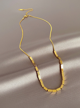 玫心钛钢钛钢蛇骨链女锁骨链