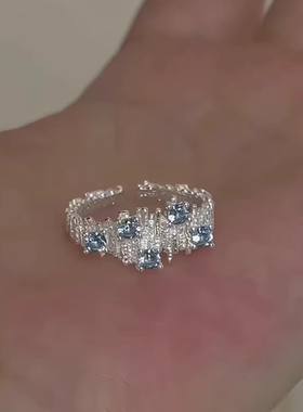 蓝锆石轻奢高级感戒指女小众设计