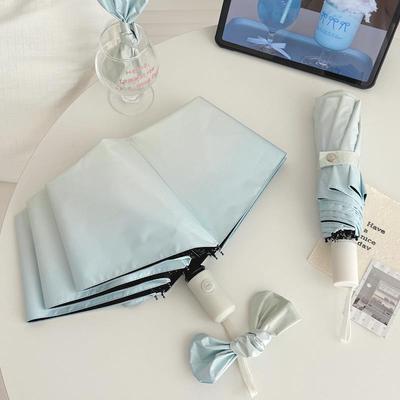 海盐蓝渐变雨伞太阳伞晴雨两用黑胶防晒防紫外线遮阳伞自动女ins