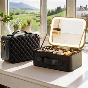 化妆包女2026新款高端外出便携收纳包带镜子化妆箱盒化妆师专用