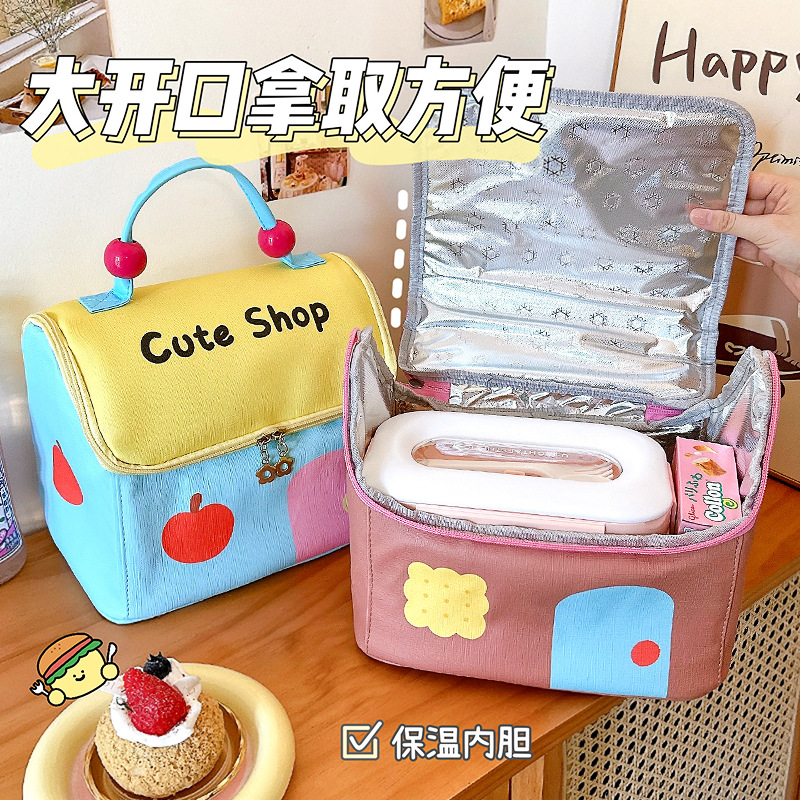小房子保温包女生便当包大容量上班族饭盒袋学生送饭手提袋子批发