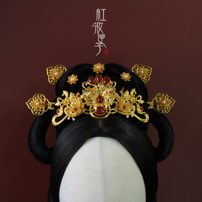 蝴蝶原创如梦小冠中式配饰红妆