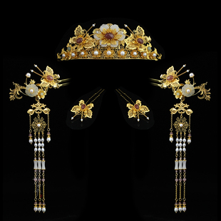 红妆匣子原创-蝶影-明制头面套装花朵蝴蝶发冠流苏簪百搭汉服头饰