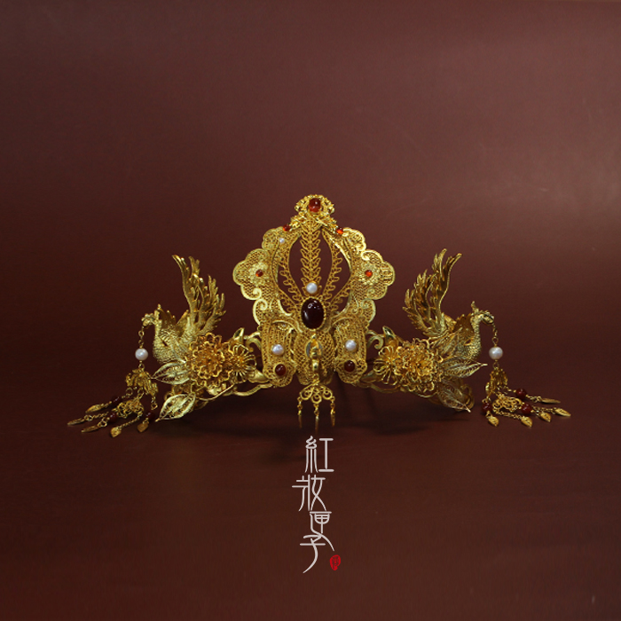 原创流苏新娘汉服凤冠