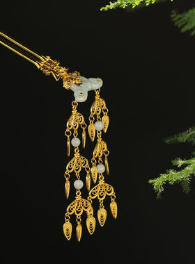 红妆匣子原创翡翠玉簪流苏发簪周生如故同款古风步摇汉服饰品