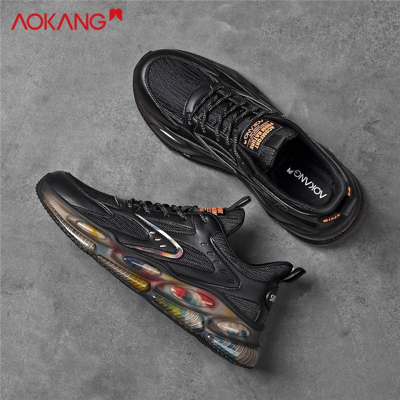 奥康官方正品老爹鞋男潮流2023秋季休闲增高鞋黑色透气男士运动鞋