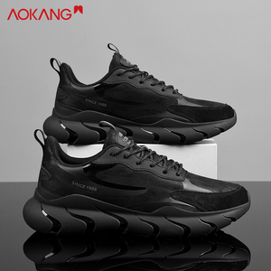 奥康男鞋黑色运动鞋2023秋季新款百搭潮流休闲跑鞋减震跑步鞋男款