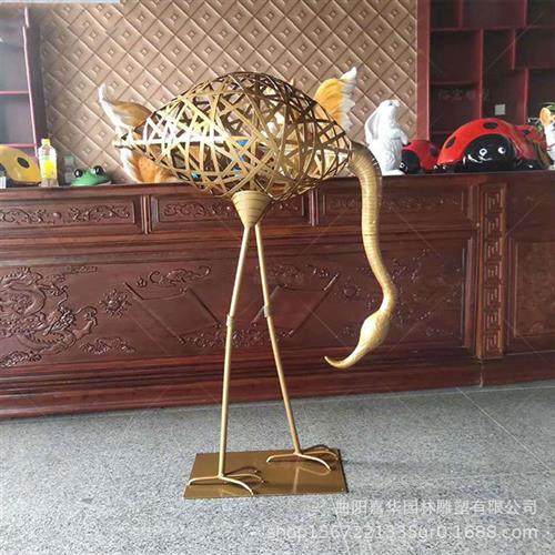 大型不锈钢铁艺火烈鸟摆件落地雕塑金属动物户外花园庭院装饰