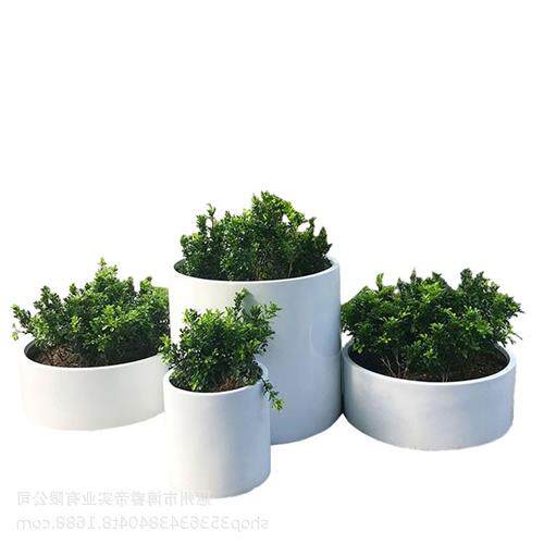 玻璃钢圆柱花盆户外种植花箱商场落地花器公园大花钵酒店组合摆件