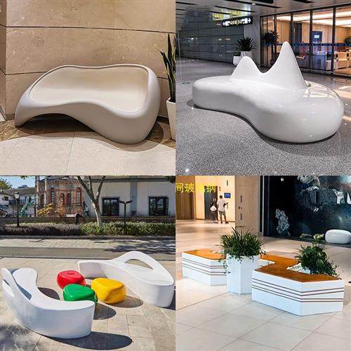 玻璃钢座椅创意景观坐凳商场休闲椅公共区靠背休息椅户外公园长椅