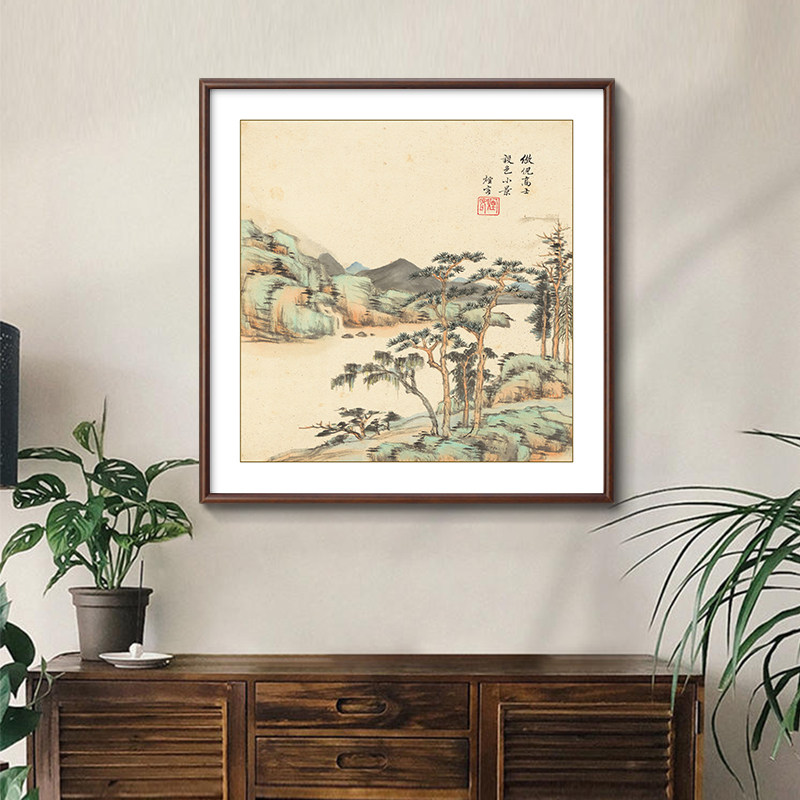 国画仿古山水画中式客厅装饰画书房茶室玄关画中国风水墨餐厅挂画