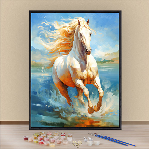 马到成功数字油画diy油画手工画