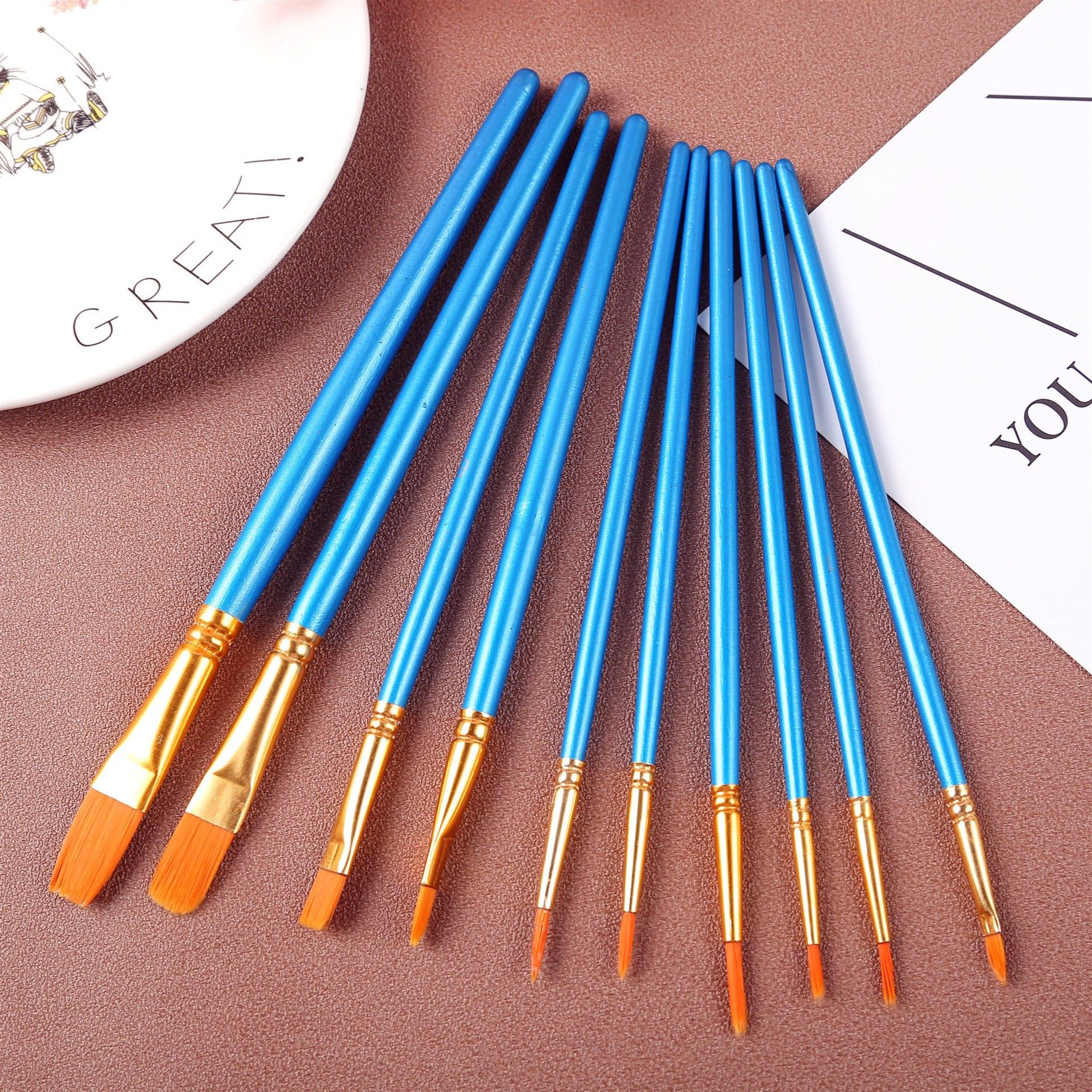 数字油画专用画笔尼龙10支装