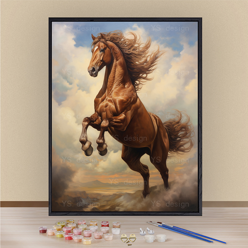 马到成功diy数字油画成人涂色手工填色油彩画手绘填充装饰挂画画