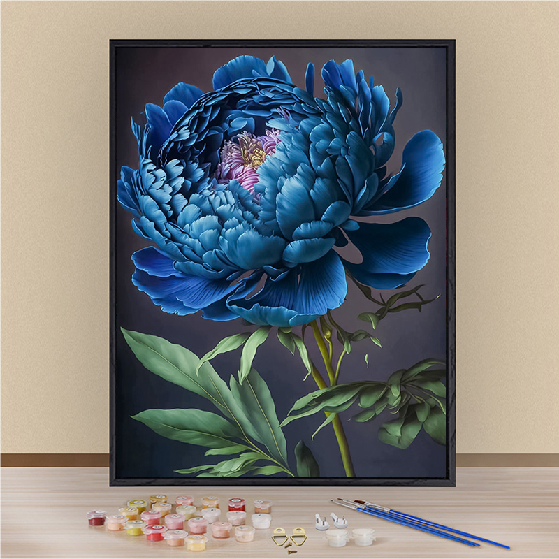 牡丹花数字油画中国风客厅装饰画手工diy成人打发时间涂色填色画图片