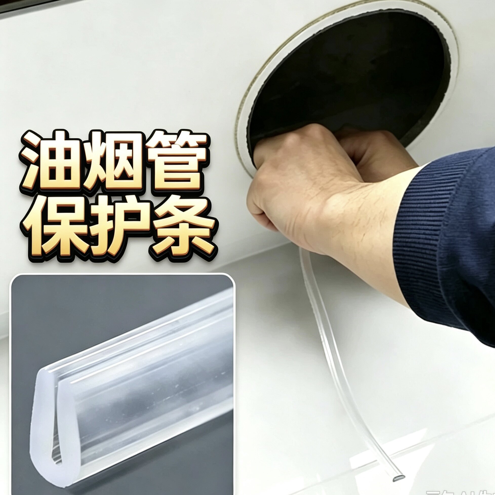 厨房铝扣板油烟机管专用透明保护条铝箔管防护U型封边条