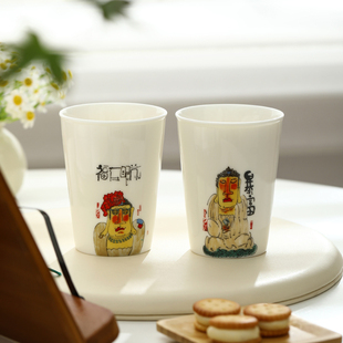 拓土羊脂玉瓷手握杯家用客厅待客杯喝水杯创意泡茶杯大容量主人杯