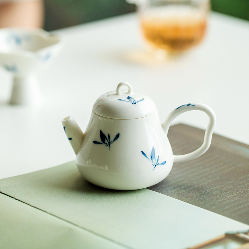 拓土纯手绘蝴蝶兰花茶壶单壶创意茶水壶家用功夫茶具带过滤冲茶器