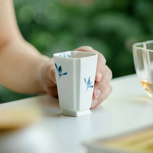 拓土创意手握杯个人专用主人茶杯纯手绘蝴蝶兰花家用陶瓷功夫茶具