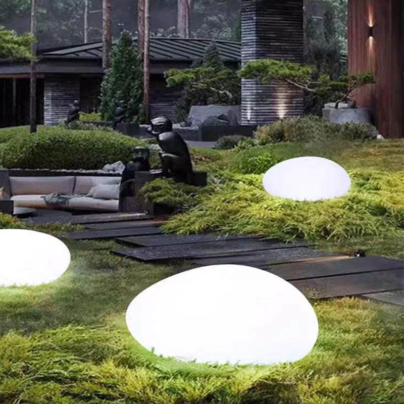 户外发光石头灯庭院花园装饰草坪灯仿鹅卵石灯菱角石造型灯网红凳