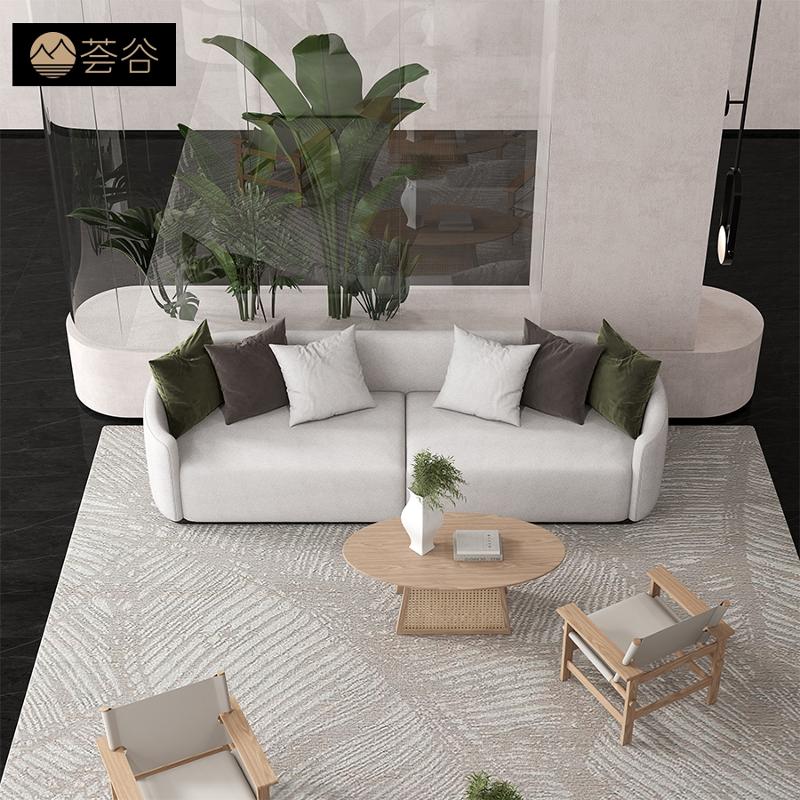 售楼处沙发组合现代酒店会所大堂接待布艺沙发藤编椅会客区家具