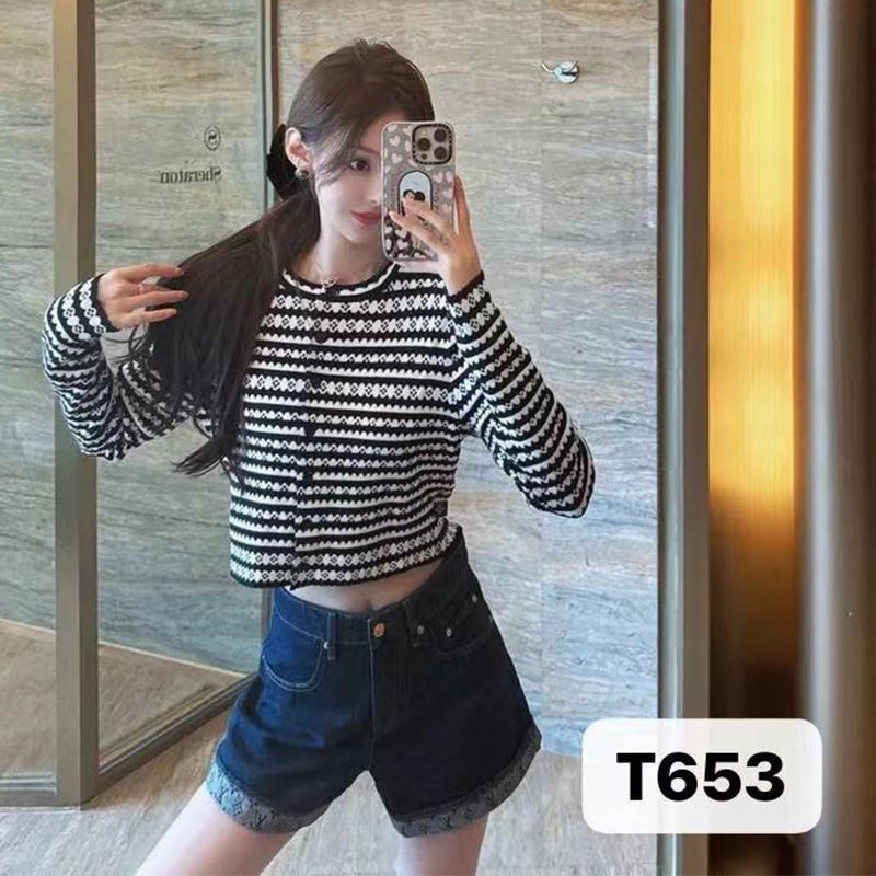 条纹圆领针织开衫女早秋设计感小众修身显瘦气质短款外套上衣工厂,女装/女士精品,短外套,淘宝优惠券,粉丝福利购,淘宝优惠卷