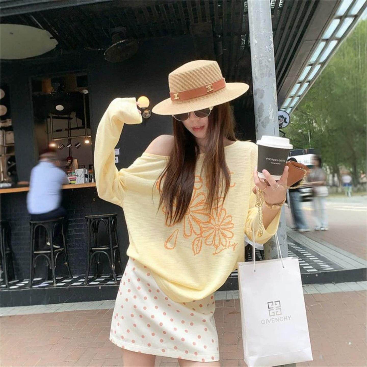 黄色印花宽松薄款防晒罩衫女初夏