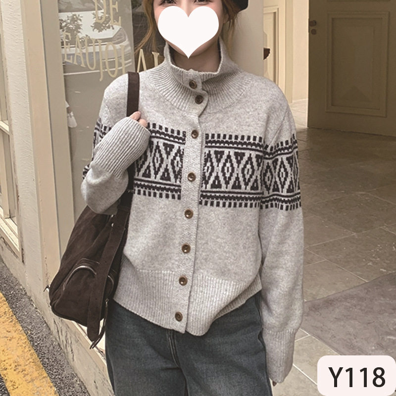 菱形绣花设计感高端毛衣新款简约2025冬装长袖时尚上衣女针织开衫,女装/女士精品,毛针织衫,淘宝优惠券,粉丝福利购,淘宝优惠卷