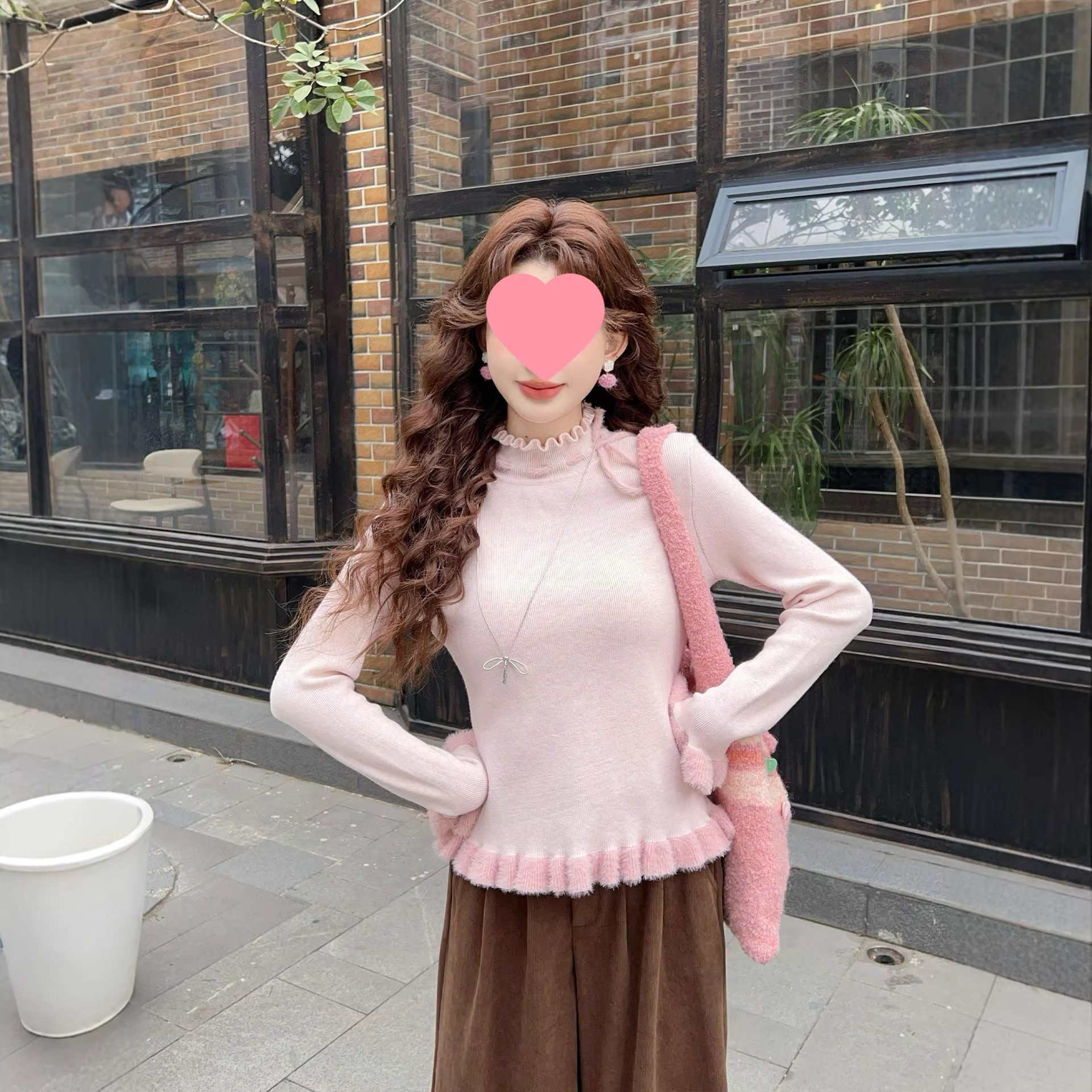 粉色温柔边套头针织衫毛衣女秋冬内搭加厚慵懒风打底长袖上衣2025,女装/女士精品,毛针织衫,淘宝优惠券,粉丝福利购,淘宝优惠卷