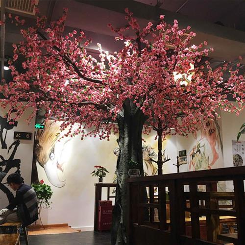 仿真桃花树造景餐厅酒店假桃花树装饰室内桃花树桃花拱门组合布景