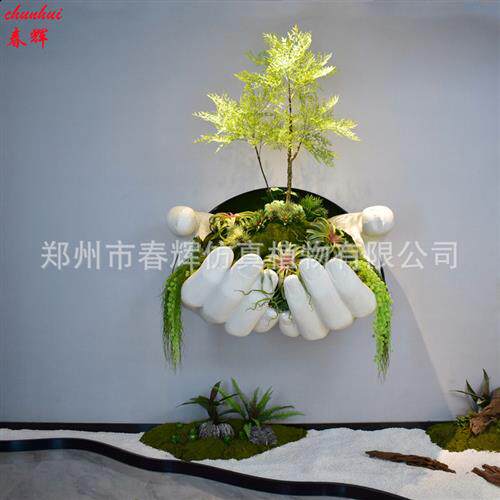郑州绿植造景室内盆栽干树枝干花松树摆件大型仿真绿植造景组合