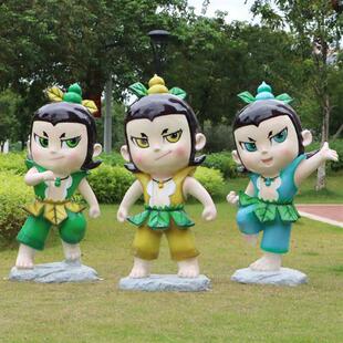 玻璃钢葫芦娃卡通雕塑大型商场美陈装 饰品户外幼儿园动画人物摆件