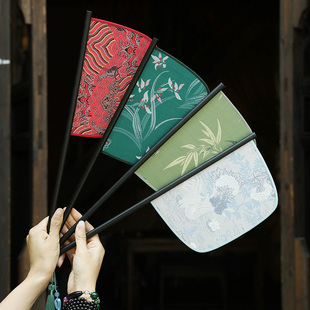 美物工坊战国刀扇紫竹长柄汉服刀把扇拍照跳舞蹈道具复古异形扇子