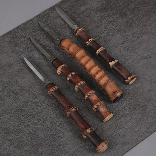 老竹鞭茶刀竹根茶刀 紫竹鞭茶锥 撬普洱茶刀不锈钢黑茶开茶器