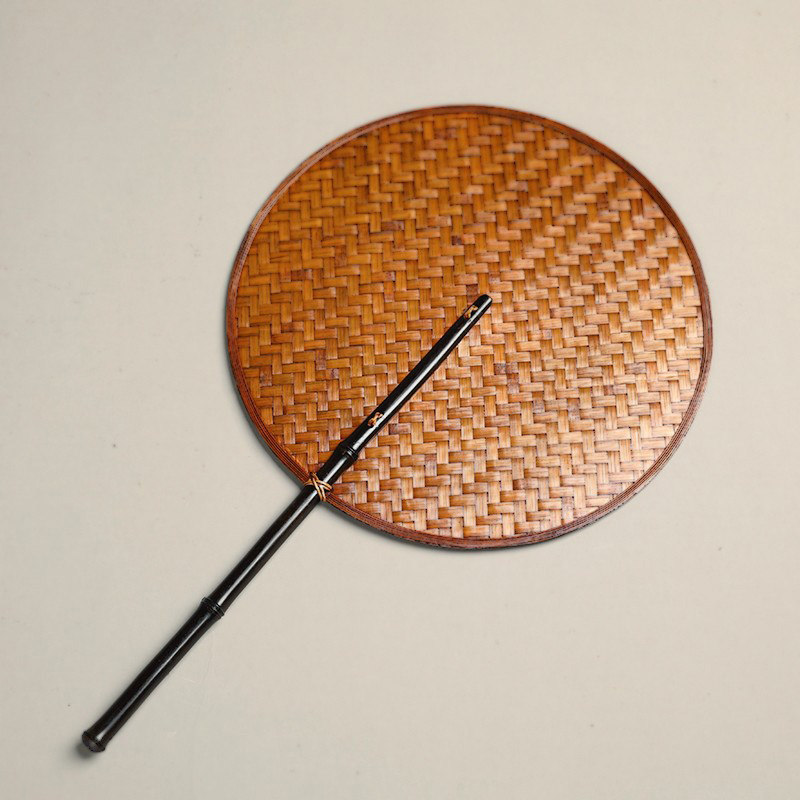 大漆紫竹长乐团扇竹编扇子圆形楠竹款编织汉服摆拍蒲扇麈尾扇腰扇