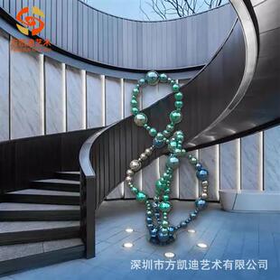 简约不锈钢圆球落地摆件酒店商场软装 饰品 客厅玄关家居金属雕塑装