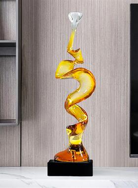 现代抽象玄关摆件客厅电视柜桌面高级感透明树脂雕塑软装饰工艺品