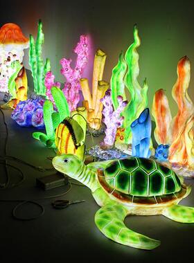 大型仿真鱼摆件发光生物鱼模型玻璃钢雕塑海洋餐厅装饰品悬挂装饰