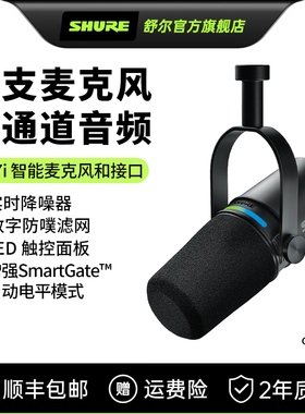 SHURE舒尔MV7i智能麦克风双通道乐器话筒专业直播K歌录音主播配音