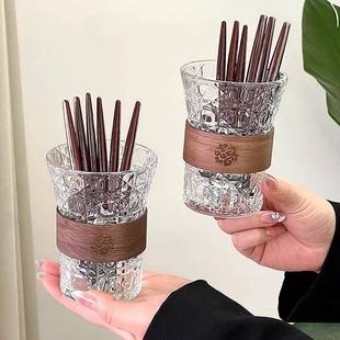 轻奢高级感收纳罐家用不锈钢食品级蛋糕甜品小叉子 原木水果叉套装